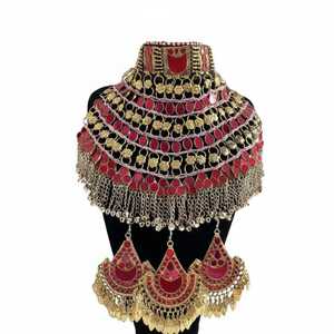 Traditional Afghan Jewelry <b>Sets</b> Oxidized Antique Vintage Style Full Pearl & Zircon <b>Stone</b> Embroidered <b>Artificial</b> <b>Jewellery</b> - Product Image 5