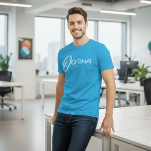 เสื้อยืดสีฟ้าขายดี พร้อมปักชื่อแบรนด์ตามสั่ง เสื้อแขนสั้นสำหรับผู้ชาย รับประกันคุณภาพสูง เสื้อยืดผู้ชาย - Product Image 4