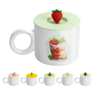 2023 White Sublimation Coffee Mug Blanks for Heat Press Machine 2023 Sublimation Fruit Mug with Round Handle