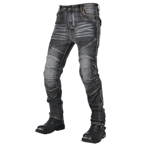 <b>Mens</b> Dark Denim Motorcycle <b>Biker</b> <b>Jeans</b> Kevlar Reinforced Lining Multi Pocket Design Protective Riding - Product Image 1