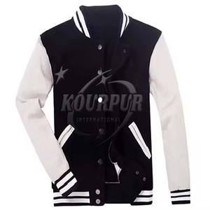 2025 Custom Team Letterman Winter <b>Bomber</b> <b>Jacket</b> for <b>Men</b> High Quality 100% Cotton Leather Print Plus Size Button Closure - Product Image 4