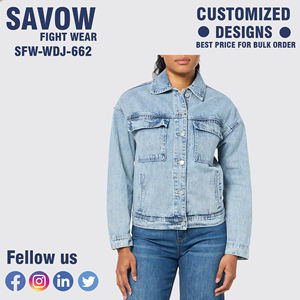 Chaqueta vaquera informal de algodón para mujer del fabricante 100%, blusa vaquera a la moda, chaqueta vaquera - Product Image 4