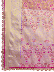 Présentant 100% acrylique KANJIVARAM Semi soie Saree respirant enchanteur pour les grands mariages indiens éclaircit votre peau All-Jari - Product Image 5