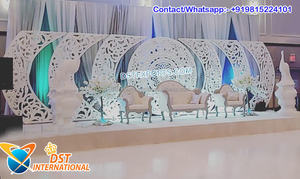Marcos traseros tradicionales Rajwada para boda Mandap Los mejores marcos y paneles de fondo de boda Paneles de pared traseros de diseño antiguo - Product Image 4