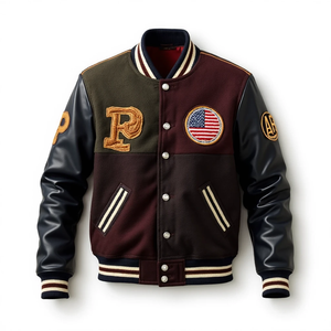 Chaqueta Bomber de Cuero con Mangas de Poliéster/Algodón, Camuflaje, Primavera, Impermeable, Cortavientos para Hombre, Confeccionada en Fábrica para Equipos Deportivos - Product Image 5