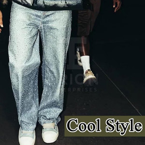 กางเกงแฟชั่นพลอยเทียมสำหรับผู้ชายคุณภาพสูง - Product Image 2