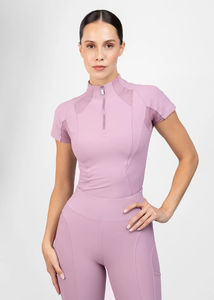 Chemise de performance équestre légère pour femmes, manches courtes, tissu extensible respirant, sous-vêtement d'équitation, service OEM - Product Image 4