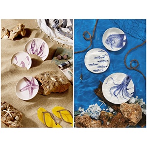 Set di stoviglie in ceramica rotonda di design italiano esclusivo, 18 pezzi, con stampa a colori di animali naturali, lavabile in lavastoviglie. - Product Image 6