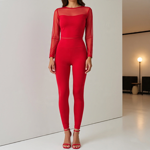 See Through Long Sleeve T Shirt Sheer <b>Mesh</b> Legging Women Sexy Night Club Wear Tee Shirt Legging Two Piece Set Ladies - Product Image 4