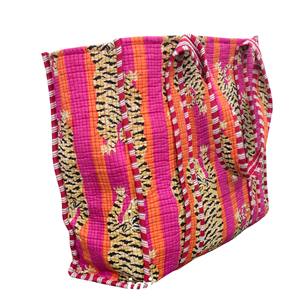 Sac fourre-tout à bandoulière matelassé à rayures de tigre 100% coton, fait à la main, design à la main, sac de shopping, accessoires de mode - Product Image 2