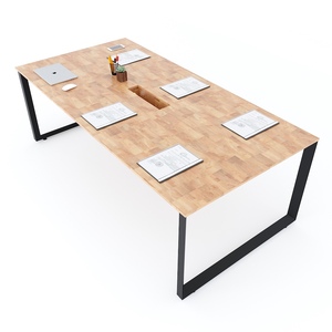 Modern Minimalist 100x200cm <b>Office</b> Conference <b>Table</b> with Triangular Iron Legs HBTA009 - Product Image 5