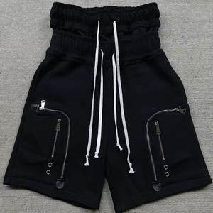 New Custom High Quality Streetwear Vintage Patch Sun Faded Distressed Double Waist Elastic Waist Baggy 100% Cotton <b>Sweat</b> <b>Shorts</b> - Product Image 1