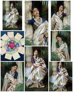 Nouveau dernier Saree Black Berry Silk avec tissage saree Banglori Blouse Saree non cousu Party Wear - Product Image 2