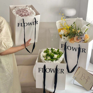 Bolsas de Regalo de Papel Ecológicas de Lujo con Impresión Personalizada, Cuadradas, Blancas, para Ramos de Flores, Proveedor Mayorista - Product Image 1