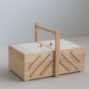 Caja de Costura WELL HOME de Madera de Pino Vintage con Acabado Sin Barnizar para Manualidades - Product Image 3