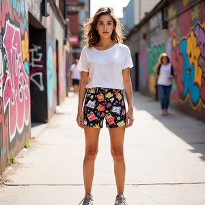 Streetwear pour femmes Shorts à sublimation Taille haute avec cordon de serrage Shorts imprimés d'été Ladies Jogging Wear Sublimation Shorts Femmes - Product Image 4