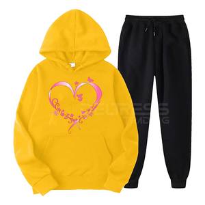 ชุดวอร์มผู้หญิงไซส์ใหญ่พิเศษ 550 330 GSM ผ้าหนาพิเศษ ลายพิมพ์พัฟฟ์ เสื้อและกางเกง แห้งเร็ว ระบายอากาศได้ดี ผ้าฝ้าย 100% - Product Image 2