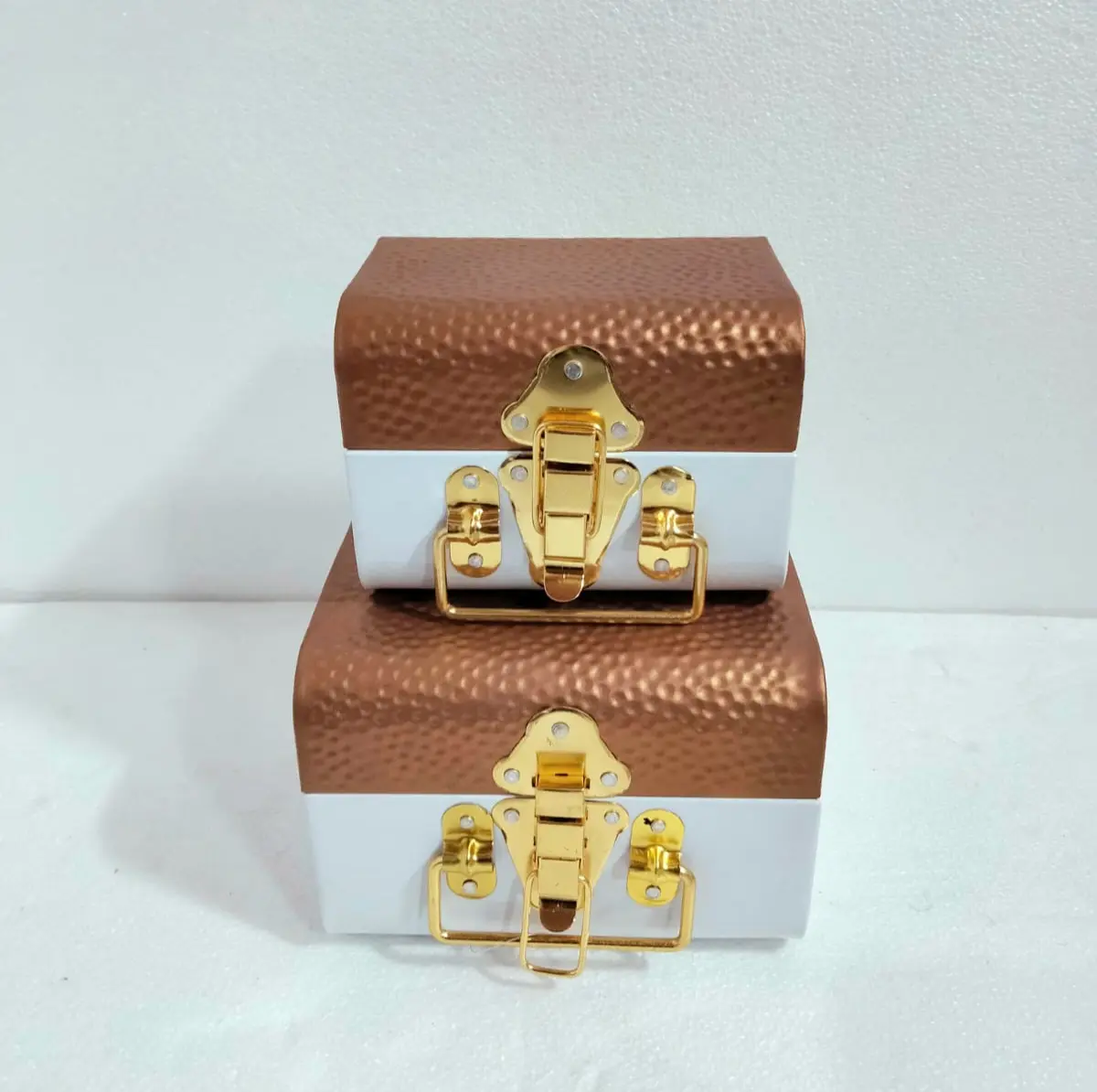 صندوق مجوهرات بتصميم جديد من الذهب الوردي مطرقة بتصميم رائع صندوق هدايا من 2 للتخزين بسعر الجملة