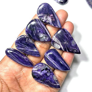 Boucles d'oreilles cabochon en charoite naturelle de qualité AAA bijoux en pierre faits à la main différentes tailles couleurs mélange forme accessoires de pierres précieuses en vrac - Product Image 2