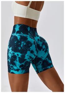 Women High Waist Stretchy Soft <b>Seamless</b> Scrunch Butt Tie Dye Yoga <b>Shorts</b> - Product Image 4