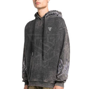 Vente en gros Service OEM Meilleur design Sweats à capuche délavés à l'acide pour hommes légers 100% coton Couleur unie Saison d'hiver Col à capuche uni - Product Image 3