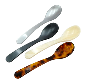 Vajilla de mesa, utensilios de cocina, juego de cubiertos, cuerno, mango marrón, cabeza dorada, cubiertos, cuchara, diseño hecho a mano, forma curva - Product Image 1