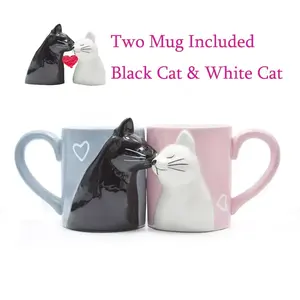 2 Tazas de Cerámica Modernas y Lindas con Diseño de Pareja de Gatos en 3D, Aptas para Microondas y Lavavajillas, con Tapas Térmicas Saludables para Regalos - Product Image 5
