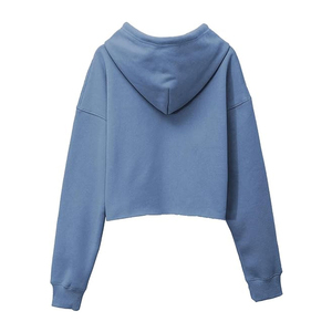 Femmes Logo personnalisé 100% coton recadrée à capuche à manches longues hiver haut court broderie épais blanc polaire à capuche en gros décontracté - Product Image 4