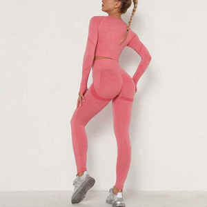 Conjunto de Yoga para Mujer Más Vendido, de Alta Calidad, Personalizado, de Secado Rápido, Transpirable, Sin Costuras, de 2 Piezas, Spandex/Nylon, Cómodo en la Parte Delantera - Product Image 2