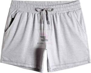 Pantalones cortos de gimnasio con cintura elástica cómodos para hombre, pantalones cortos atléticos con patrón sólido y cremallera, estilo informal ecológico con bolsillos - Product Image 3