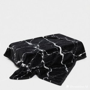 ผ้าห่มขนแกะเนื้อนุ่มหรูหราดีไซน์หินอ่อนสีดำอบอุ่นขนาดเดียว - Product Image 6