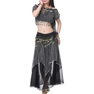 Foulard de danse orientale fait main avec ceinture à pièces d'or, jupe enveloppante en mousseline crochetée pour femmes adultes - Product Image 3