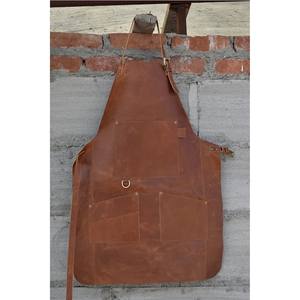 Hot Selling LPN-0031 Professional Bib Soft Genuine <b>Leather</b> Full Length Waterproof Oil-Proof Convenient Pocket Easy Care Durable - Product Image 2