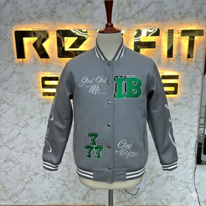 Chaqueta de hombre de lana y seda bordada de servicios OEM de alta calidad con cierre de botón cubierto chaquetas versity chaquetas Lettermen - Product Image 2