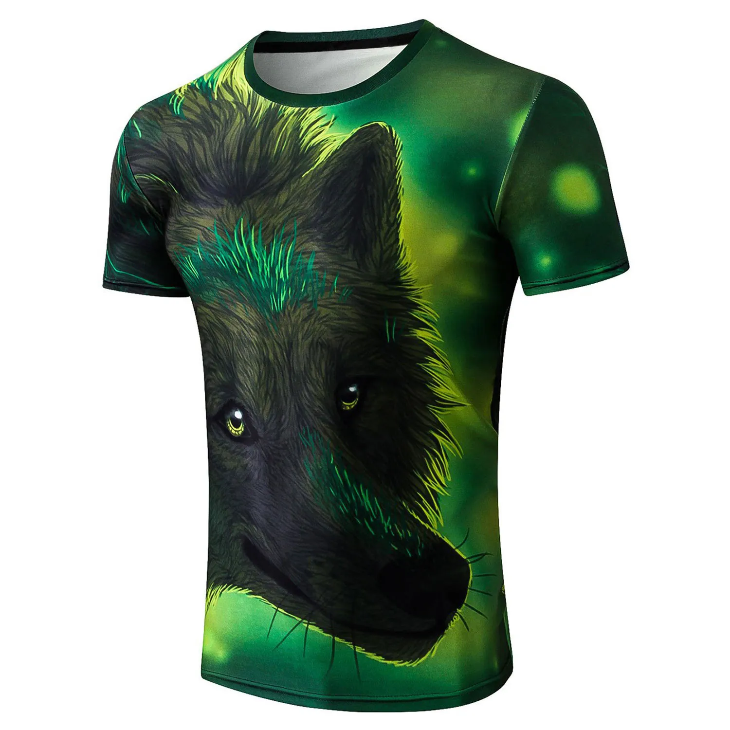 Sublimación de buena calidad Camiseta de impresión personalizada de alta calidad Camiseta personalizada de sublimación de lobo 3D para hombres