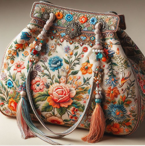 Exquisite <b>carpet</b>-style doctor <b>bag</b> with antique brass hardware. Unique art. Available at wholesale prices - Product Image 2