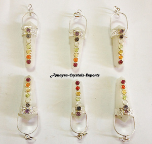 Pendentif Double pointe de pierres précieuses 100% authentiques pour cadeau d'affaires, collier de pierres précieuses du fabricant Direct de cristaux Amayra indiens - Product Image 5