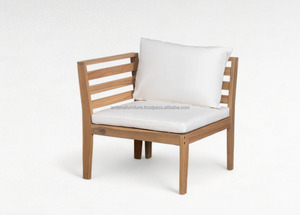 Juego de sofá de jardín moderno y cómodo de madera de teca con mesa de centro cuadrada y reposabrazos cojines extraíbles para parques al aire libre - Product Image 4