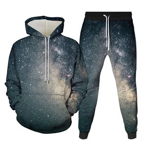 Vêtements de sport personnalisés Ensemble de jogging deux pièces pour hommes, survêtements à capuche décontractés 100% coton avec motif imprimé, vêtements d'entraînement - Product Image 5