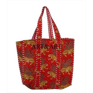 Grand sac fourre-tout en coton matelassé bohème pour femmes, tendance estivale, imprimé floral personnalisé, sac de shopping, sac de voyage, sac à main, sac en gros - Product Image 1