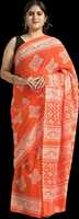 Saree Katun Murni Batik Tangan India & Pakistan untuk Wanita – Sari Cetak Etnik Tradisional untuk Pakaian Pesta dan Santai