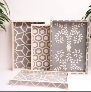 Plateau de service en nacre de couleur naturelle élégante, artisanat royal, incrustation d'os, articles de cuisine, modèle FCD47 pour hôtels et restaurants - Product Image 2