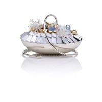 Luxueux Qualité Métal Argent Couleur Finition Brillant Poli Forme Ronde Chocolat Et Bonbons Assiette De Service Bols Pour Les Mariages
