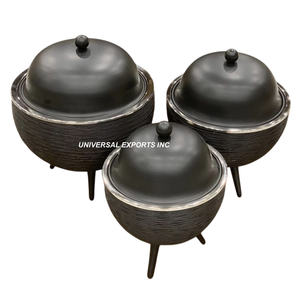 Réchauffeur d'aliments fini mat en acier inoxydable Casserole faite à la main de qualité supérieure Forme ronde Nouveau Hotpot en métal de luxe - Product Image 2