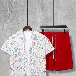 Camisa de manga corta de verano para hombre, conjunto de pantalones cortos, estampado de paisaje de playa nuevo, informal, fresco, al aire libre para viajes diarios, a prueba de viento, de talla grande dos - Product Image 3