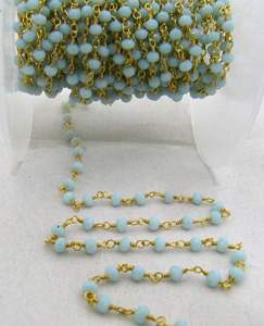 3 pies-Cadena de cuentas facetadas Rondelle de amazonita natural Cadena de cuentas de Rosario de cuarzo hidráulico de 3mm de tamaño - Product Image 3