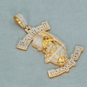 Bijoux hip-hop avec logo personnalisé en argent sterling 925 pendentifs en diamant moissanite pour hommes avec clarté VVS pour toute occasion - Product Image 2