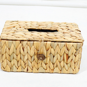 Comehome Water Hyacinth <b>Tissue</b> <b>Box</b> <b>Holder</b> Handwoven Rectangular With Hinged Lid - Product Image 4
