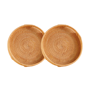 PRODUIT TOP Plateau petit-déjeuner et thé en rotin Un ajout chic et inspiré de la nature à votre collection d'hébergement - Product Image 1
