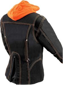 Chaqueta textil con capucha OEM Premium para mujer en negro y morado con diseño tribal reflectante, ropa de invierno para exteriores para motocicleta - Product Image 3